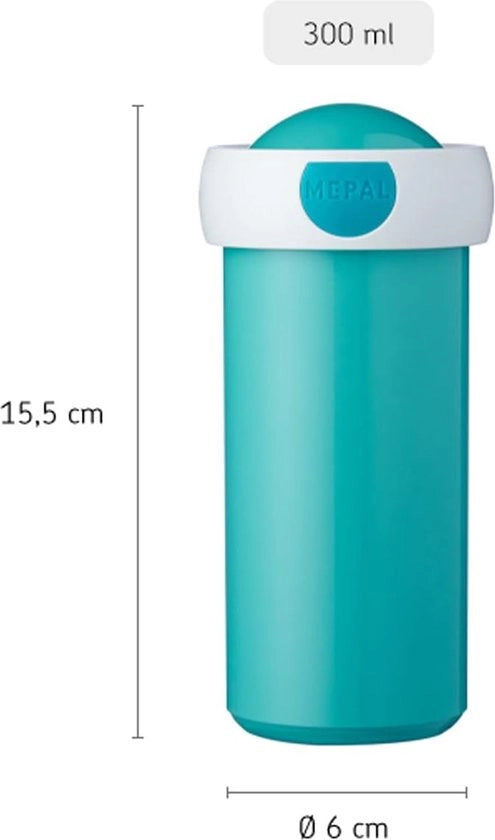 Bicchiere da Drinko Campus - Bicchiere da acqua impermeabile per bambini - Bicchiere riciclabile - BPA libero e idoneo per lavastoviglie - 300 ml - Blu turquesa