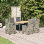 Set da Pranzo da Giardino 7 pz con Cuscini in Polyrattan Grigio 3157594