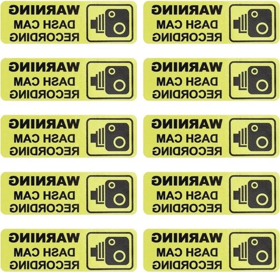 Sticker per dashcam - Dimensioni 10 x 89 x 28 mm - Materiale PVC - Adatto a tutti i modelli di auto - Nera