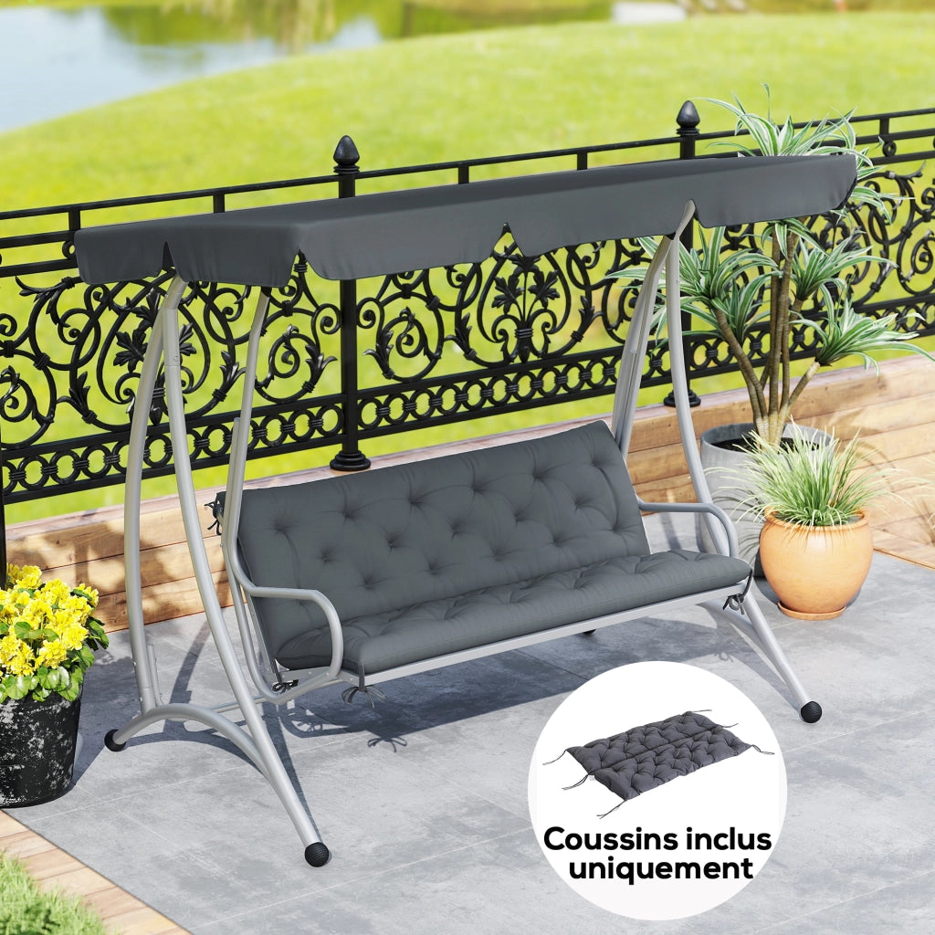Cuscino per Divano da Giardino 3 Posti ¨C zephmum ¨C Grigio 150x98x8 cm