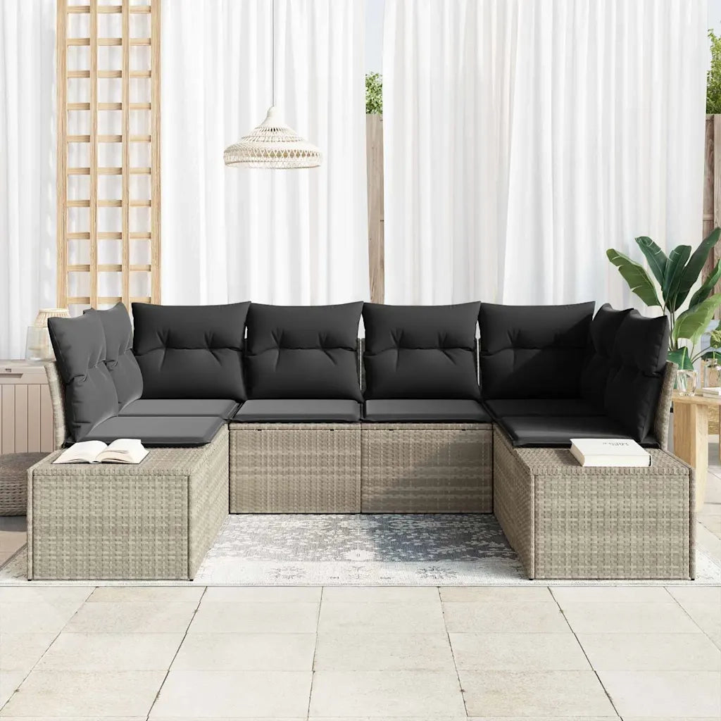 Set Divano da Giardino 6 pcs Grigio chiaro polyrattan 3347202