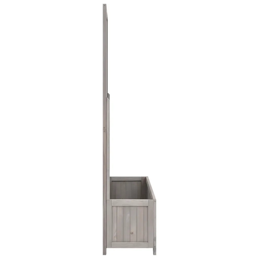 Fioriera | Cassetta per fiori | Vaso con Traliccio Grigia 70x30x135 cm in Massello di Abete