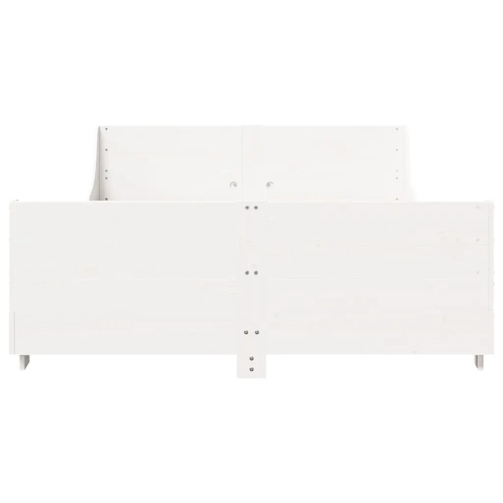 Letto senza Materasso Bianco 135x190 cm Legno Massello di Pino 3302289