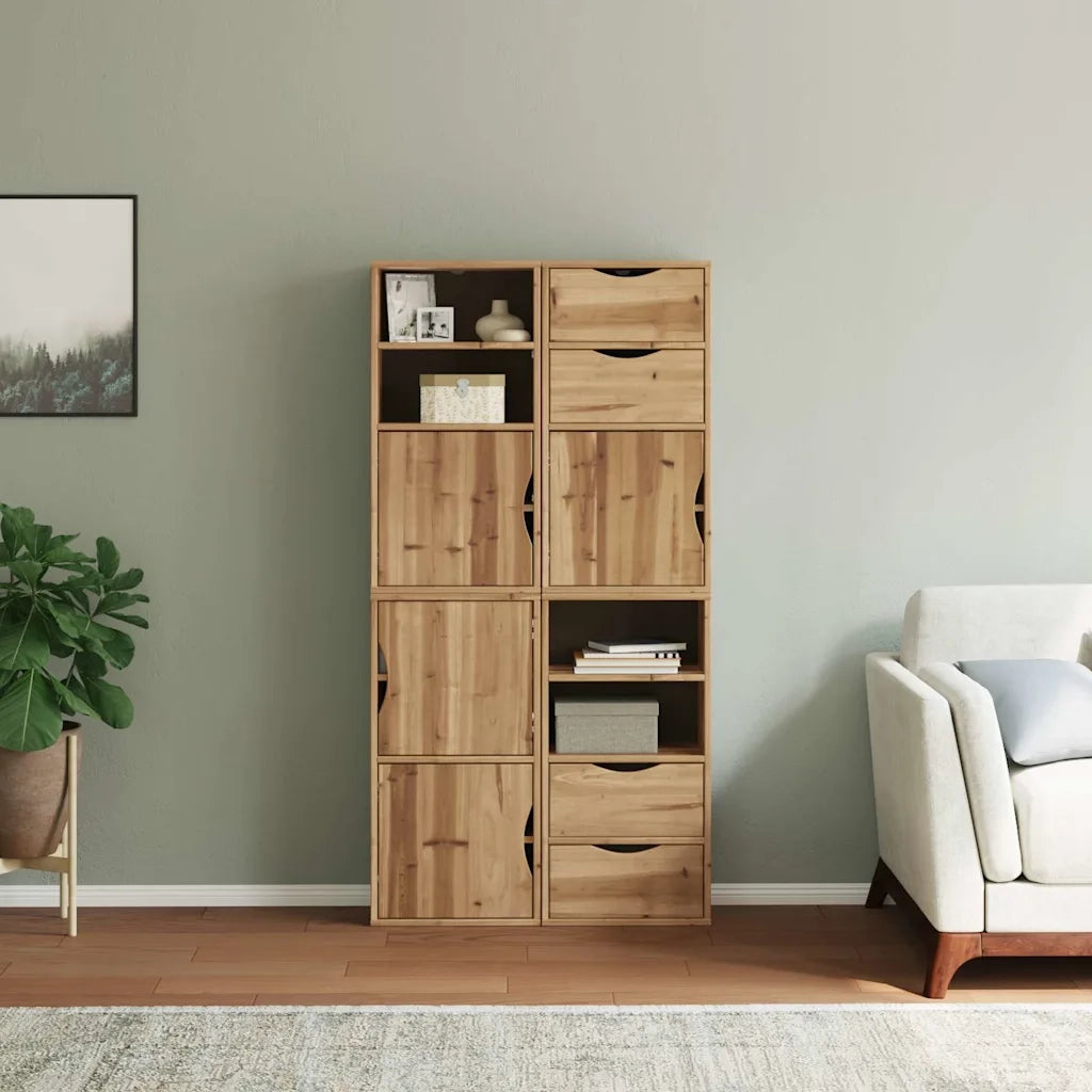 Armadietti Laterali 4 pz ODDA 40x24x79 cm Legno Massello Pino
