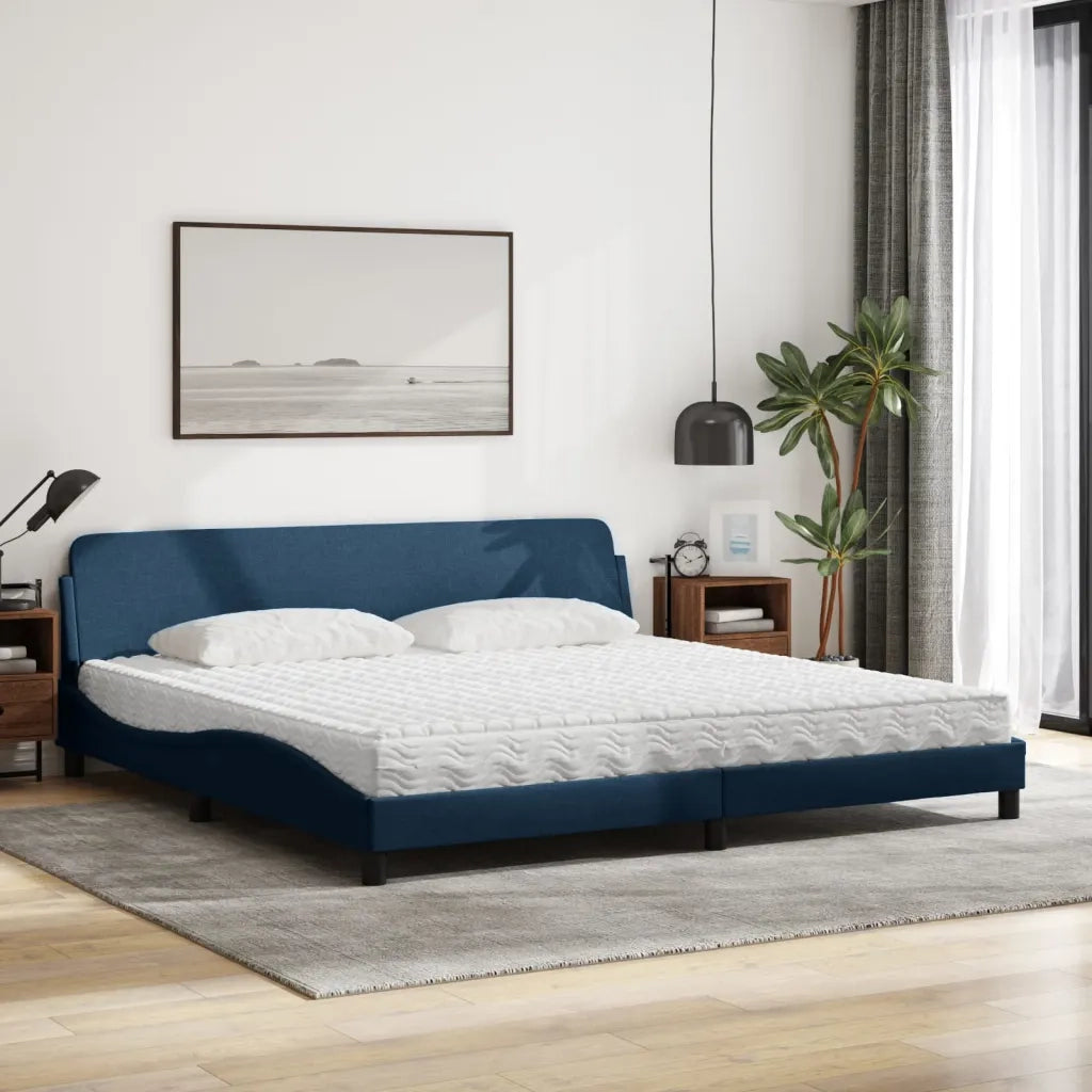 Letto con Materasso Dover Blu 200x200 cm in Tessuto 3208470