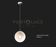 SOSPENSIONE BIANCO 1 LUCE VETRO PICCOLO AMBRA 1194BI-S20-AM
