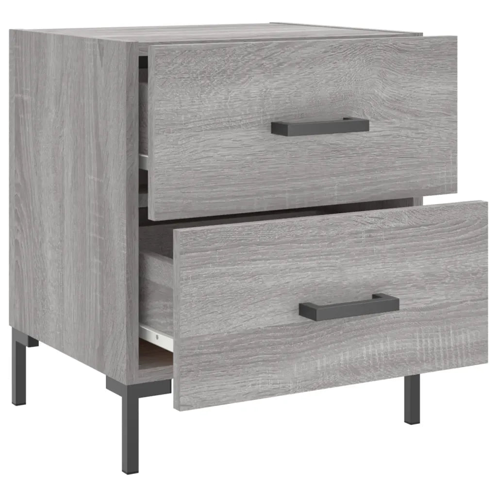 Set di 2 Comodini | Armadio da Notte | Mobiletto da notte Grigio Sonoma 40x35x47,5 cm in Legno Multistrato