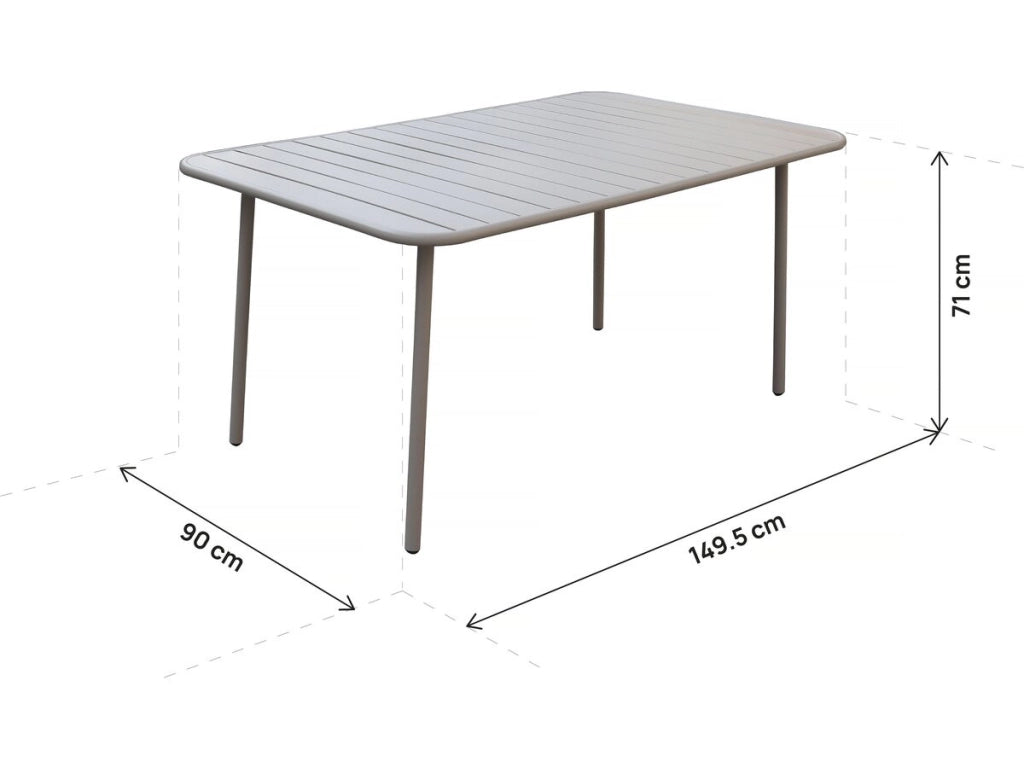 Tavolo da giardino in metallo "Bilbao" - 150 x 90 x 71 cm - Tortora