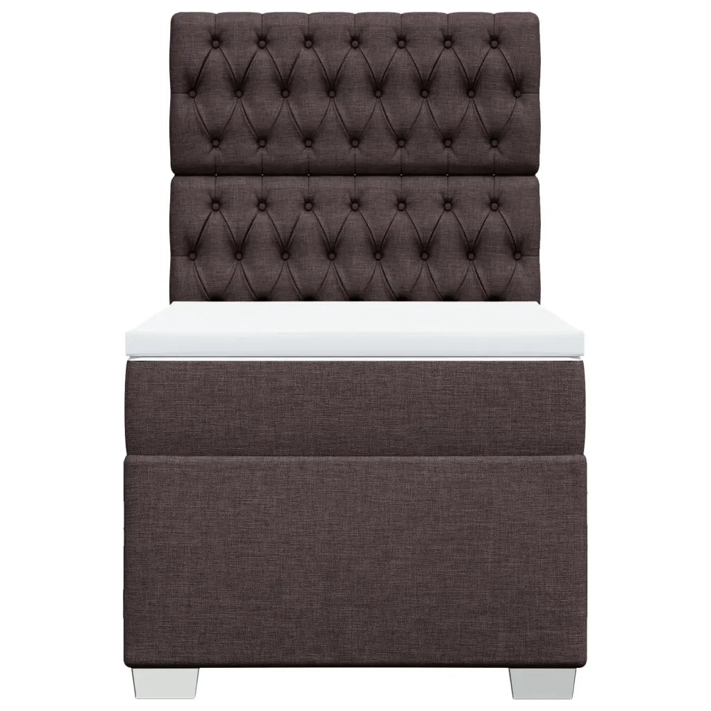Giroletto a Molle con Materasso Marrone Scuro 90x190cm Tessuto