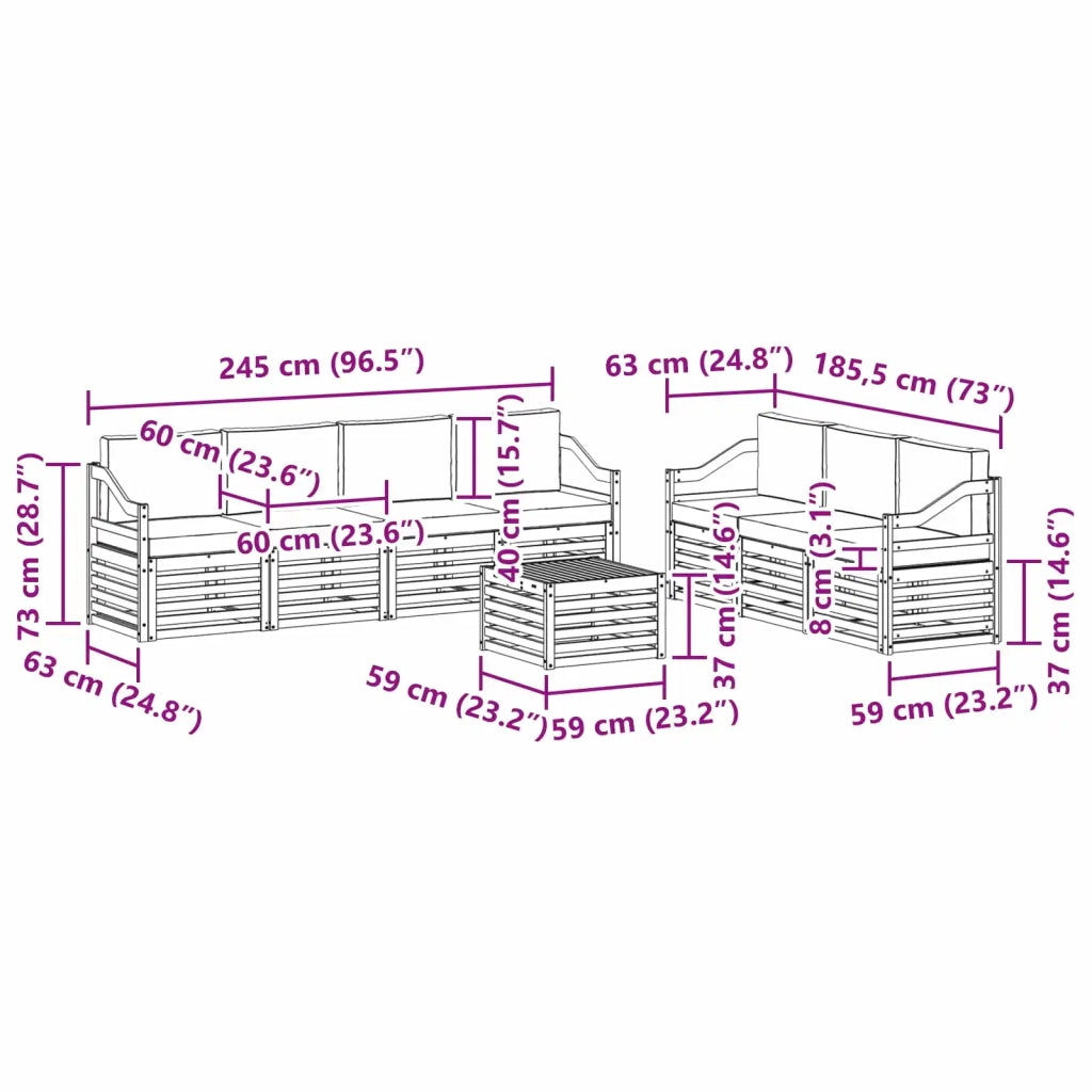 Set divani con cuscino 8 pcs Grigio Naturale e Chiaro 3374506