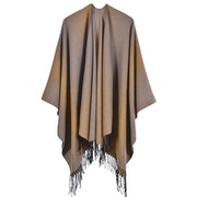 Sciarpa jacquard da donna, stile street europeo e americano, con spacco, cappa spessa e calda