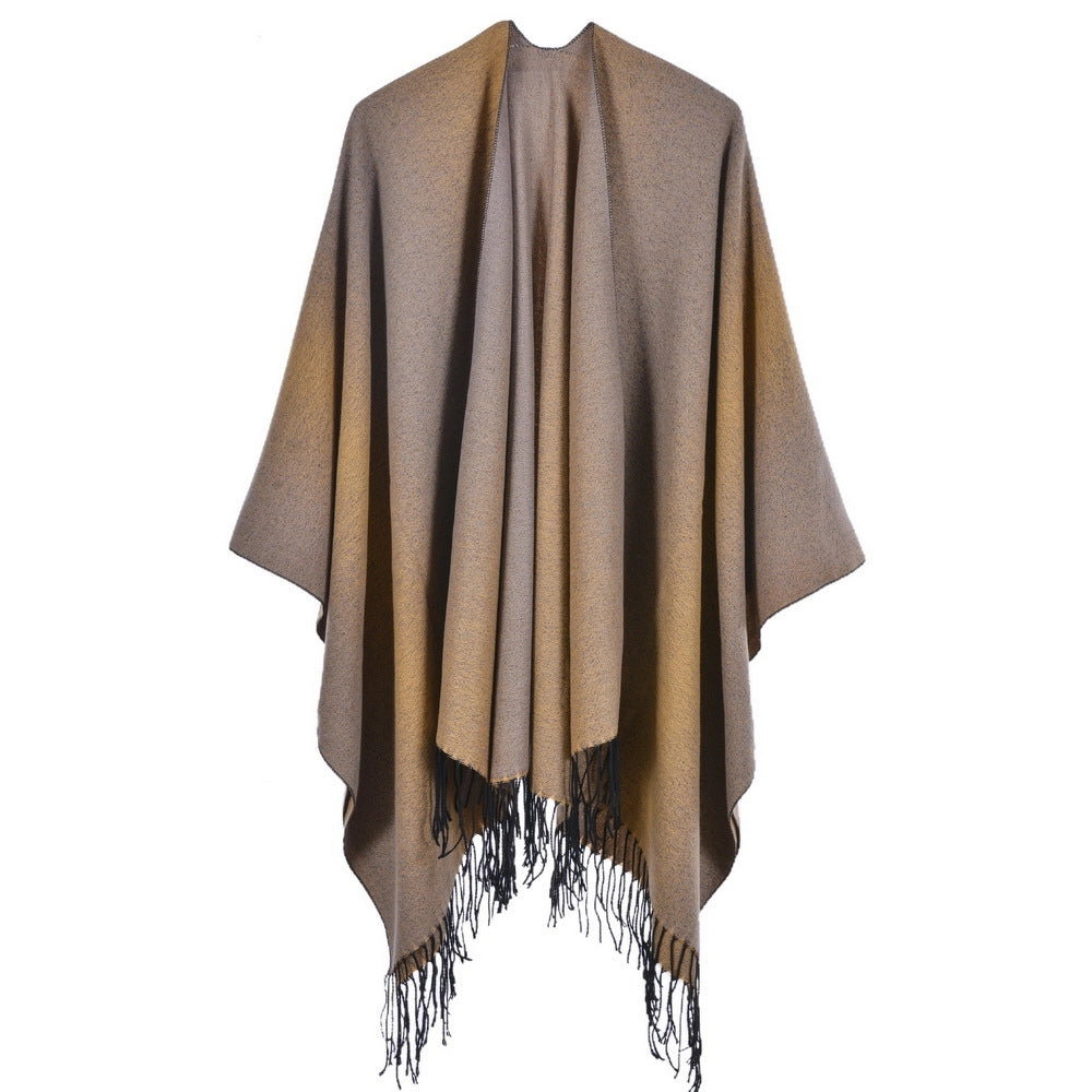 Sciarpa jacquard da donna, stile street europeo e americano, con spacco, cappa spessa e calda