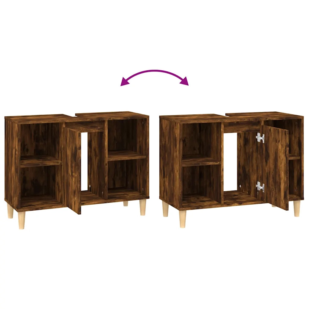 Mobile Lavabo | Armadio Lavabo Rovere Fumo 80x33x60 cm in Legno Multistrato