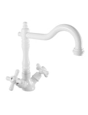 MORAVA RETRO miscelatore lavabo girevole ottone bianco opaco senza sifone