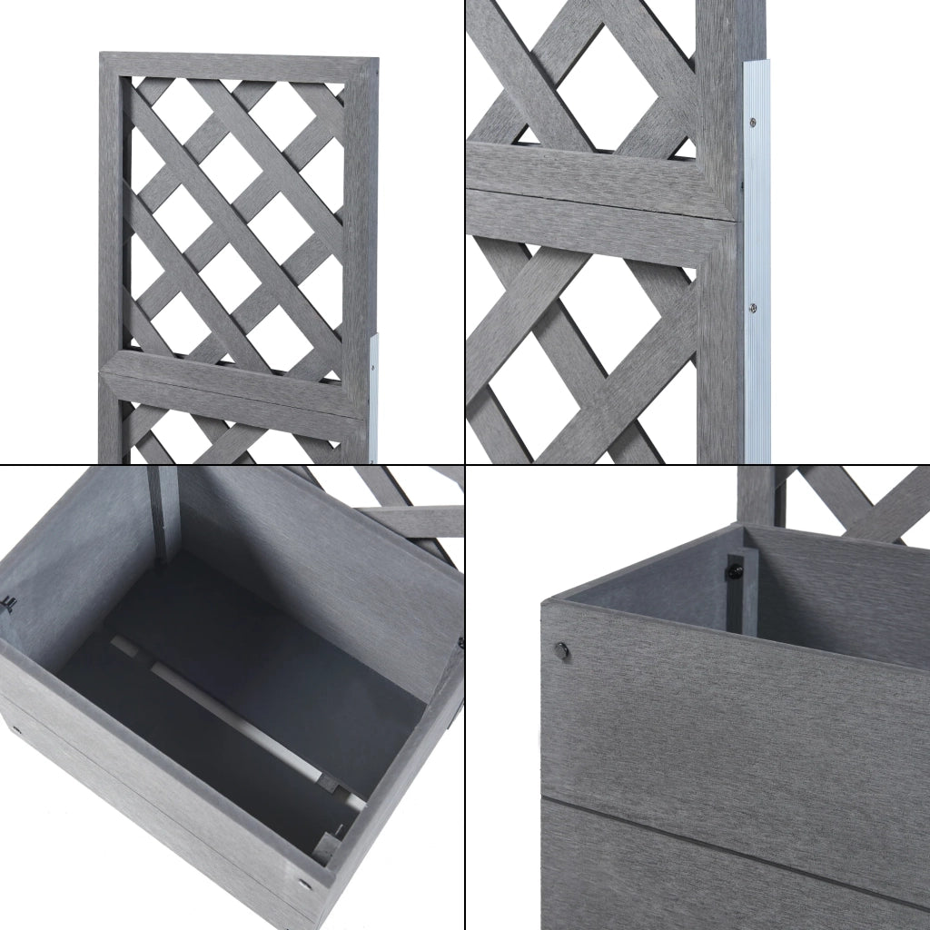 Fioriera con traliccio in legno composito 135 x 40 x 30 cm grigio 03_0009496
