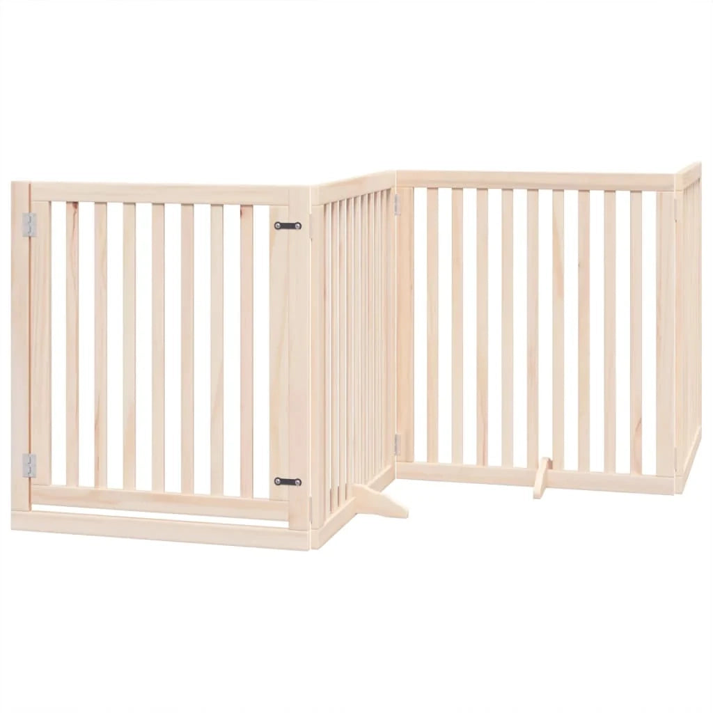 Cancelletto di sicurezza per animali domestici porta pieghevole 12 pannelli legno di pioppo marrone 02_0023162