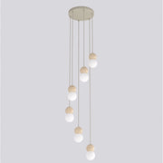 Lampada a sospensione LOOP in acciaio moka e legno naturale