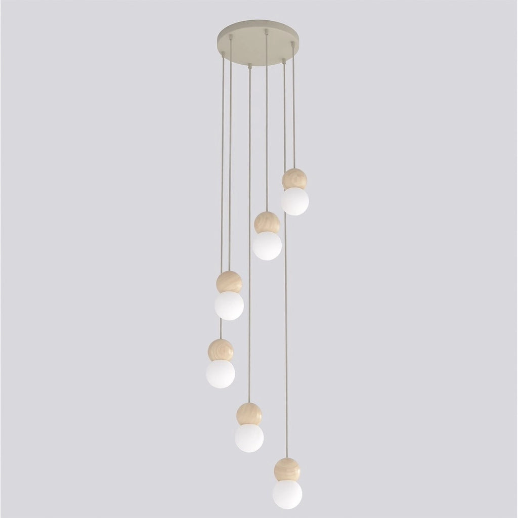Lampada a sospensione LOOP in acciaio moka e legno naturale