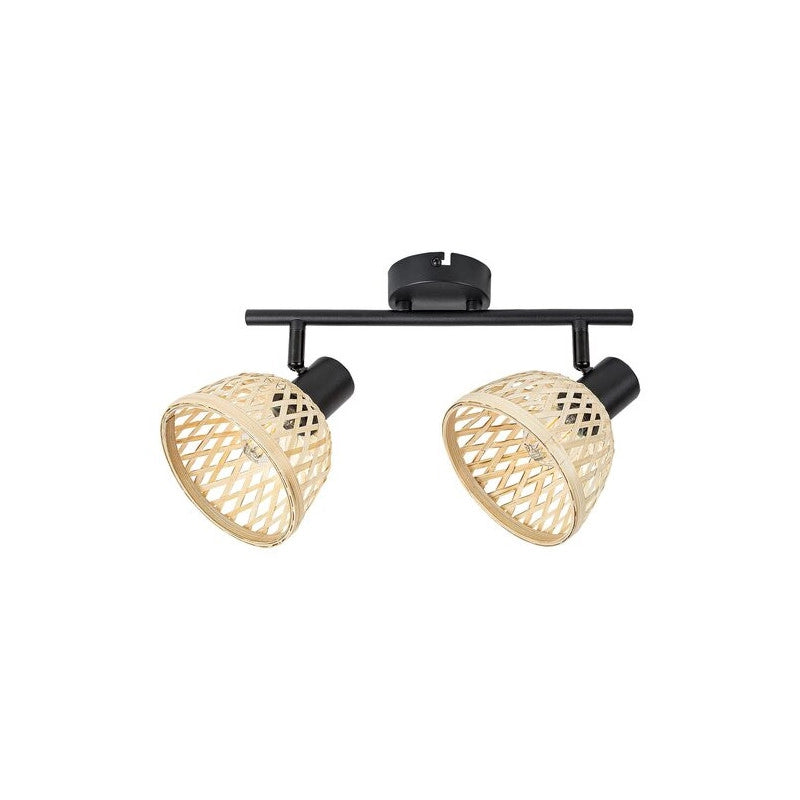 Faretto parete/soffitto rattan boho 2xE14 nero opaco Rabalux