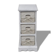 Struttura in Legno con 3 Cestini Intrecciati Bianchi 240796