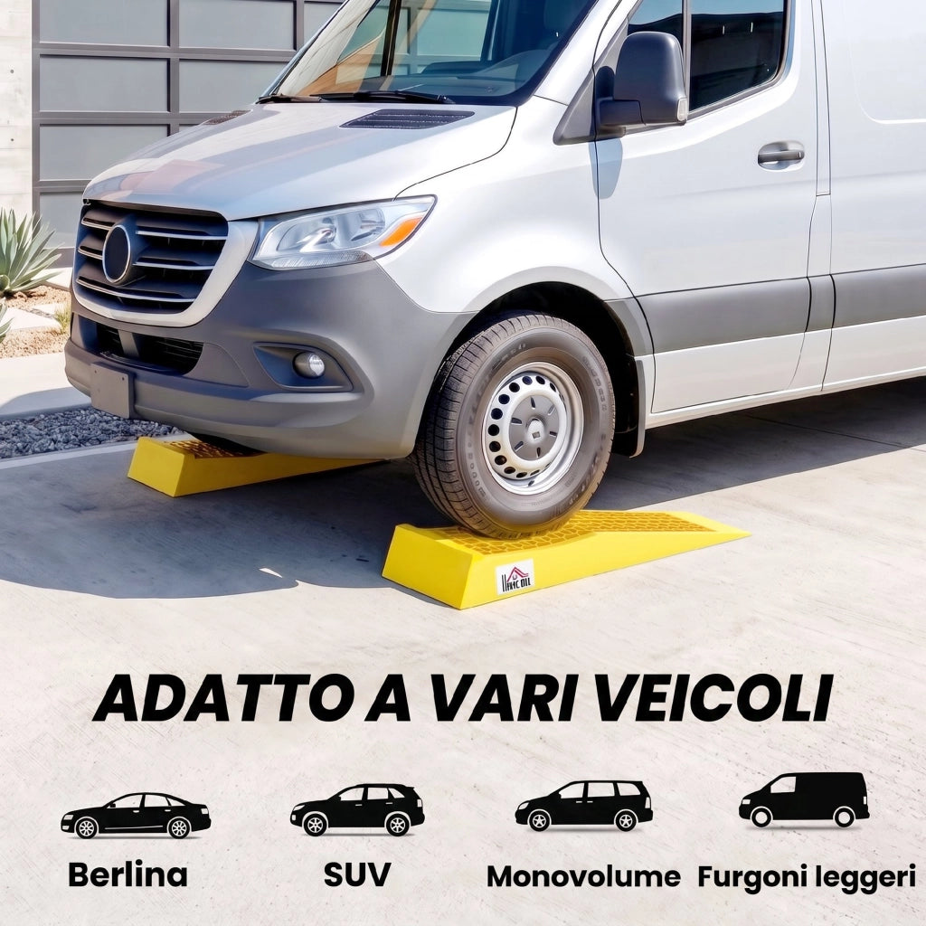 Set 2 Rampe di Carico in Plastica per Auto con Capacit¨¤ 3 Tonnellate e Superficie Antiscivolo, Giallo