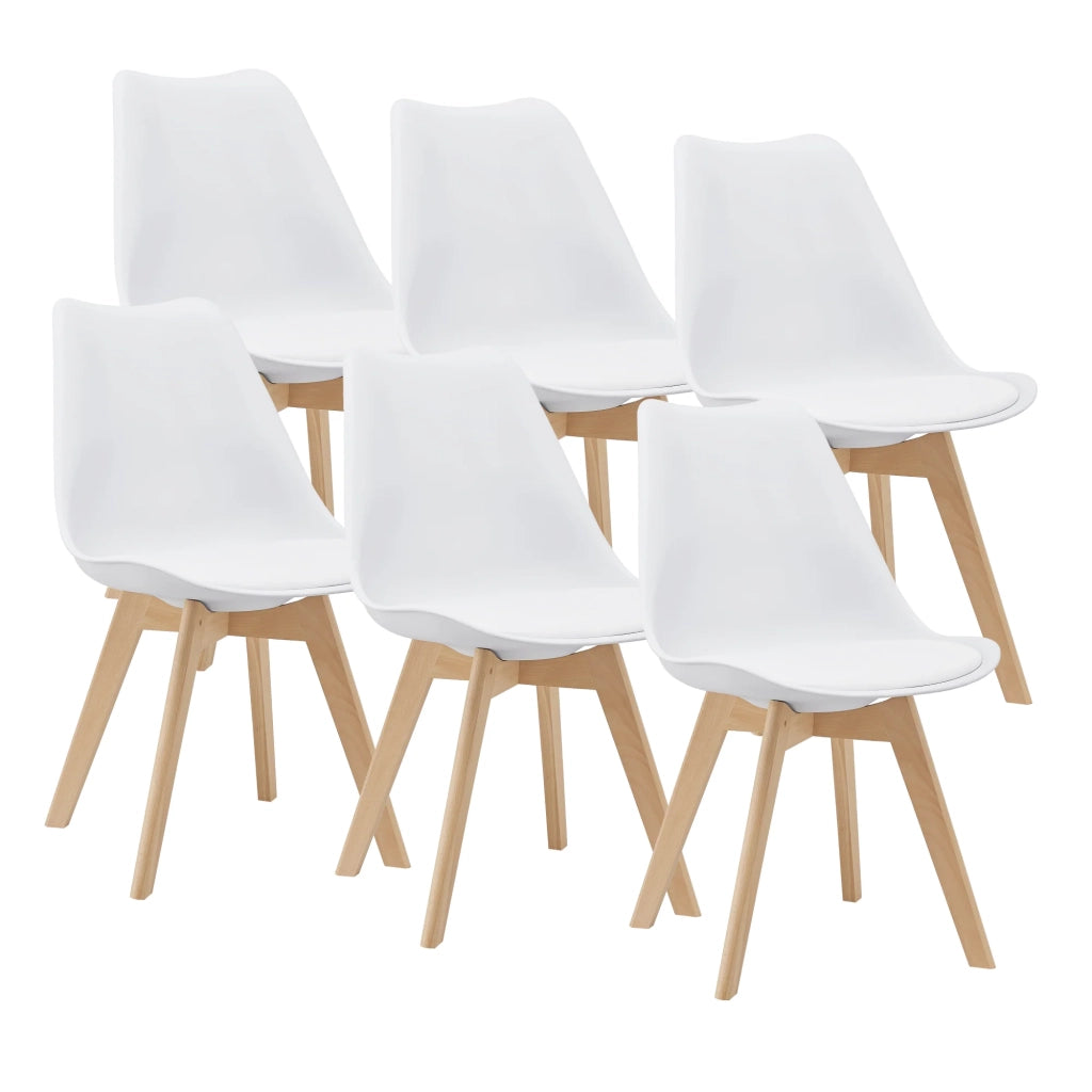 Set di 6 sedie da pranzo in similpelle faggio bianco 03_0006778