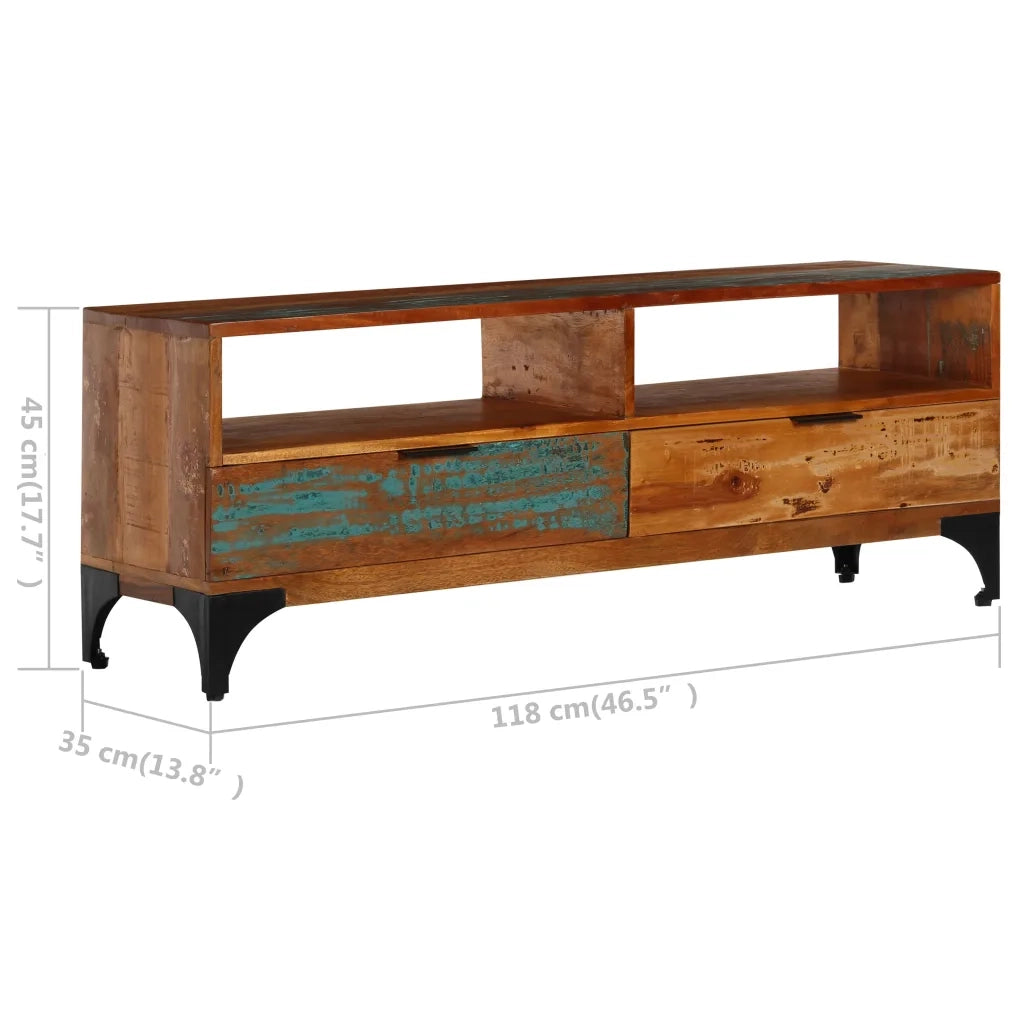 Mobile Porta TV 118x35x45 cm in Legno Massello di Recupero 247325