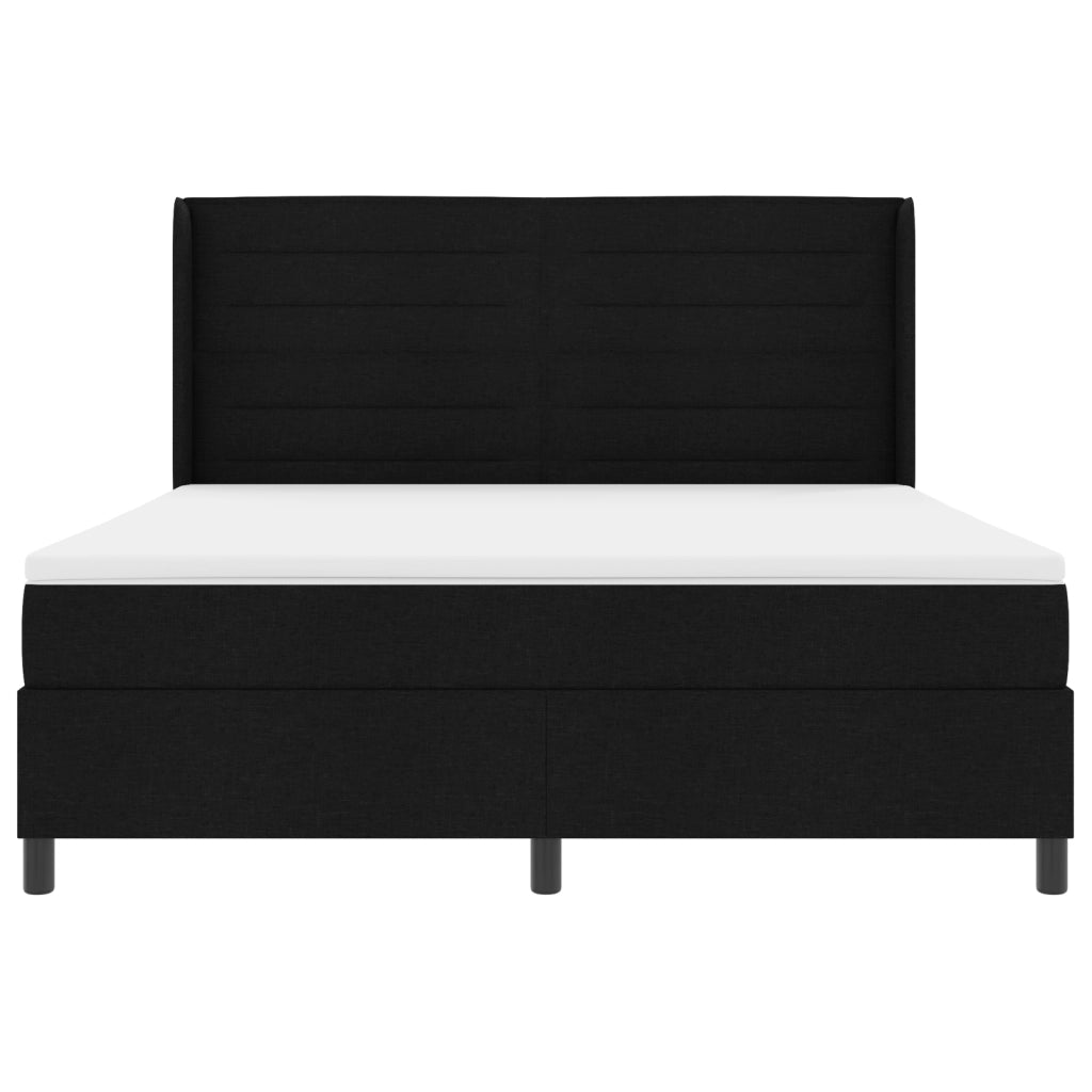 Letto Box Spring con Materasso Nero 180x200 cm Tessuto