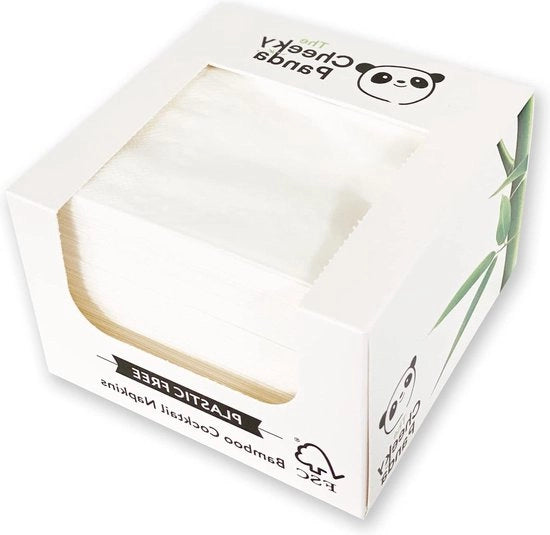 Servetten di carta da asporto in bambù - confezione da 100 pezzi - servetten per cocktail bianchi - 25 x 25 cm - servet 2 strati di carta - per feste e eventi servetten di carta