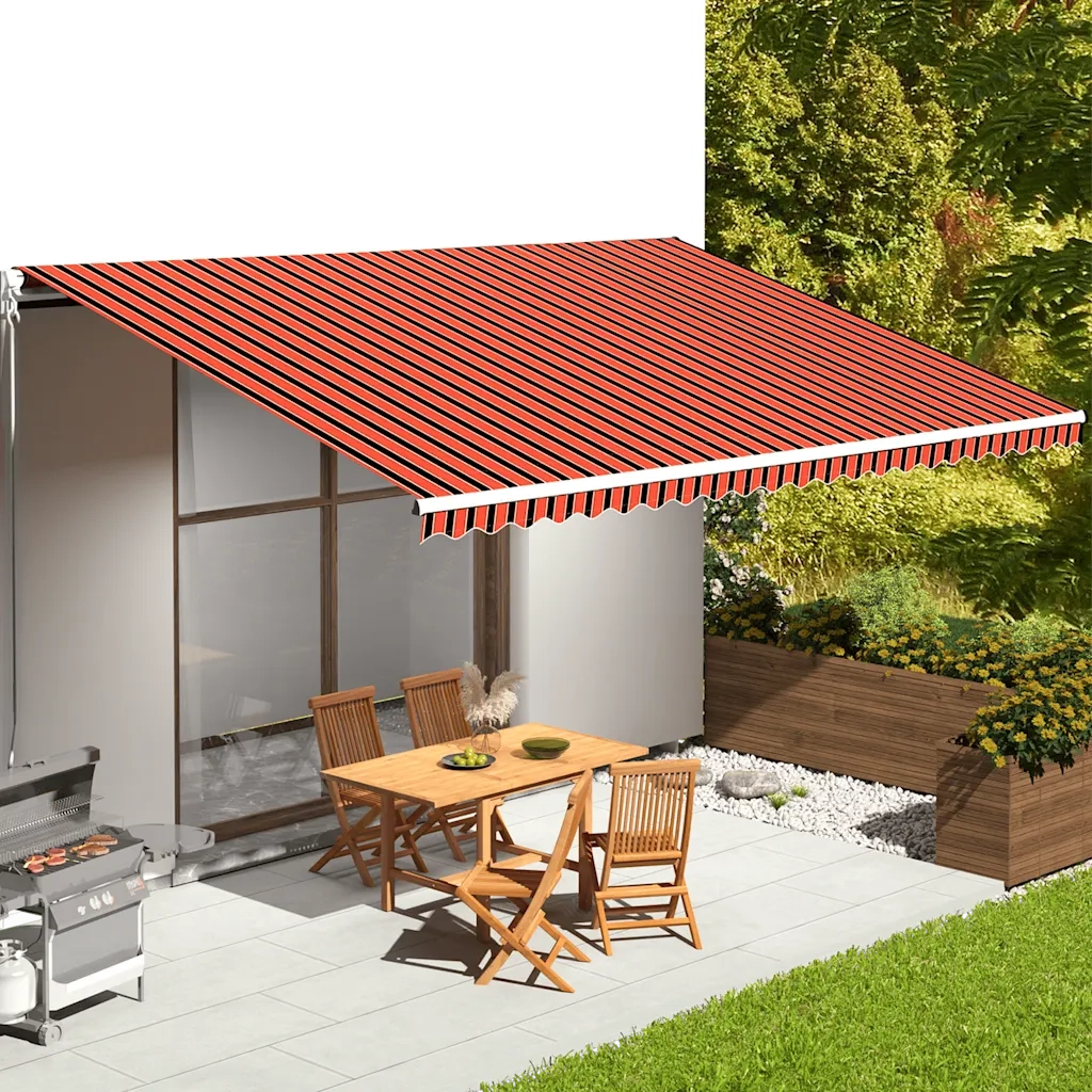 Tessuto Ricambio per Tenda da Sole-Telo di ricambio per tenda da sole Arancione e Marrone 6x3,5 m