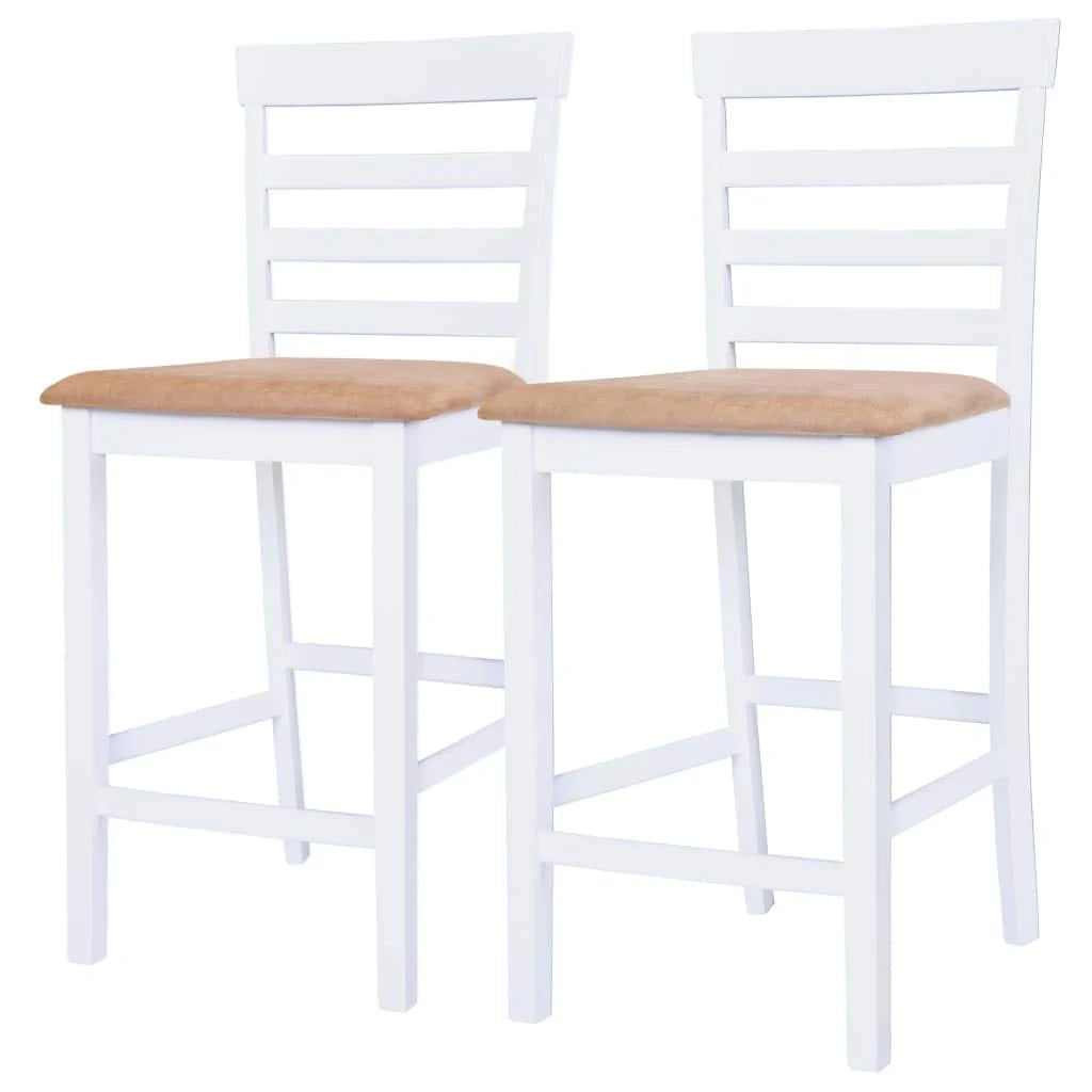 Set di due sgabelli da bar di design sedia con seduta in legno bianco e beige 1202141