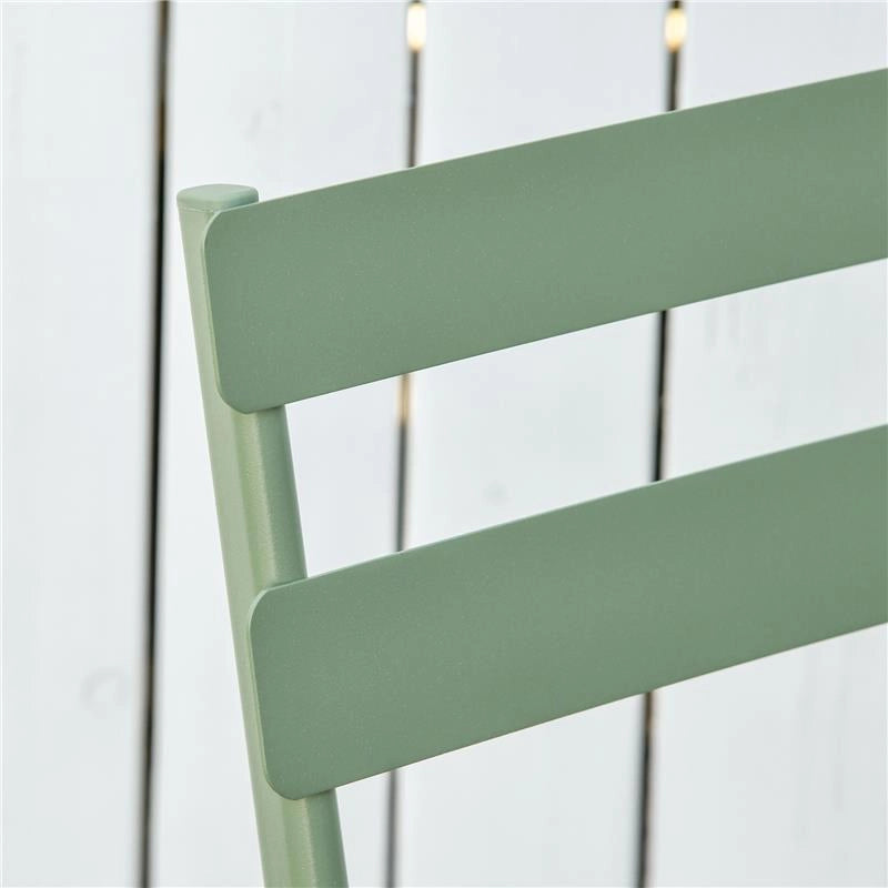 SET DA GIARDINO 3 PEZZI PIEGHEVOLI IN ACCIAIO 2 SEDIE 42X50X81 CM E TAVOLINO Ø60X71 CM VERDE