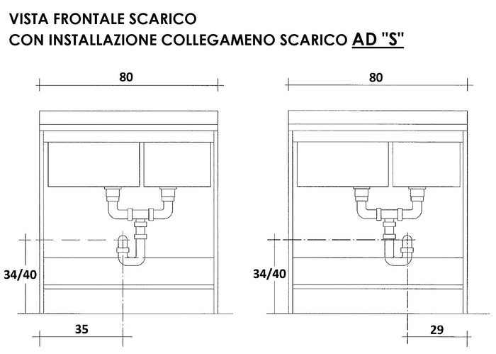 Mobile Lavatoio 80x60x85cm 2 Ante 2 Vasche Asse in Legno Montegrappa Marella Bianco con Cesto
