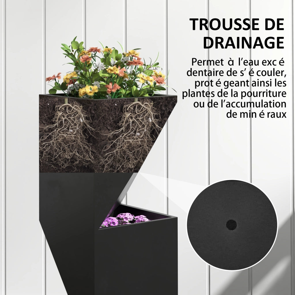 Vaso per Piante da Interno con Fori di Drenaggio ¨C Zephmum ¨C Nero 30x30x100 cm