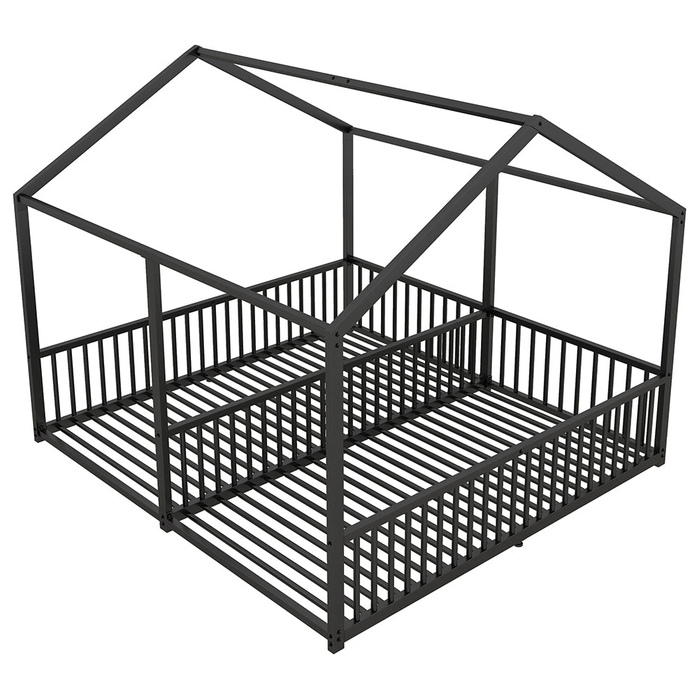 Letto a castello doppio per bambini - Xylo - 90x200 cm - Nero - Design casa con rampa e scala