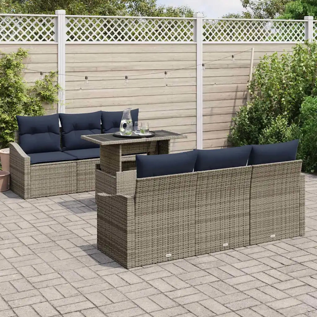 Set Divano da Giardino con cuscino 7 pcs Grigio polyrattan 3357668