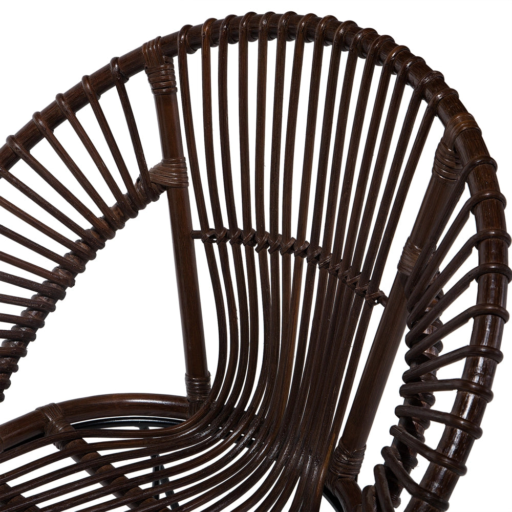 Poltrona in rattan Vimini marrone Gambe in metallo Nero Papasan Soggiorno Sala da pranzo