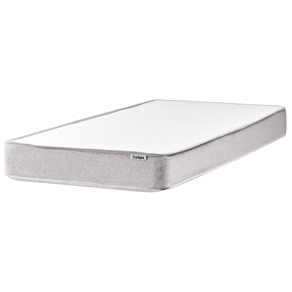 Letto singolo con rete in tessuto 90 x 200 cm con materasso a molle insacchettate senza testiera camera da letto grigio chiaro
