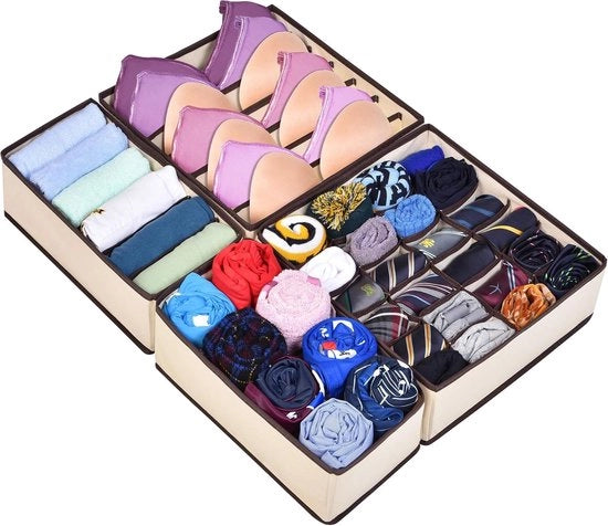 Organizzatore per 7 set di biancheria intima, armadio per abiti, cassettiera per reggisen, scatola di conservazione, scatole di conservazione, cassetti per abiti, scatole per abiti, biancheria intima per bambini, cravatte, contenitori di conservazione