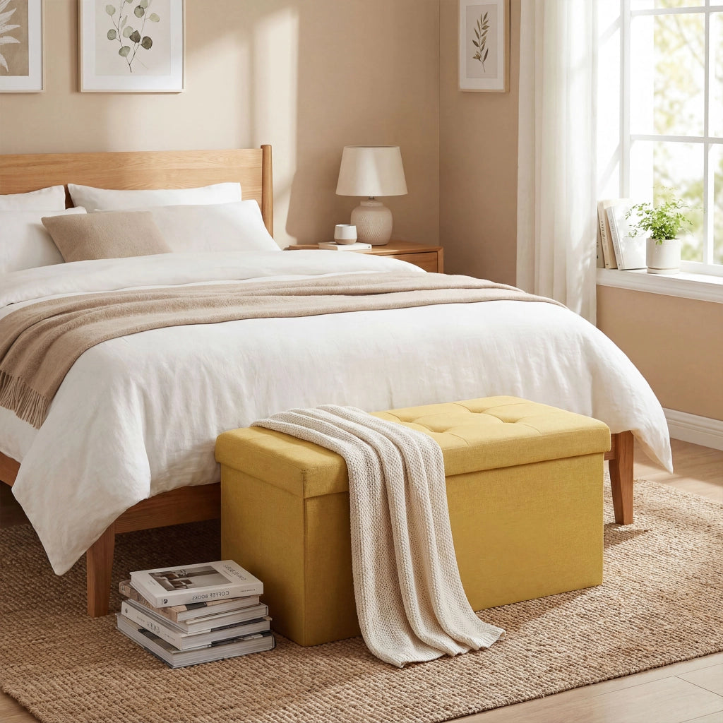 Poltrona Puff con Contenitore ¨C Zephmum ¨C Giallo 76x38x38 cm
