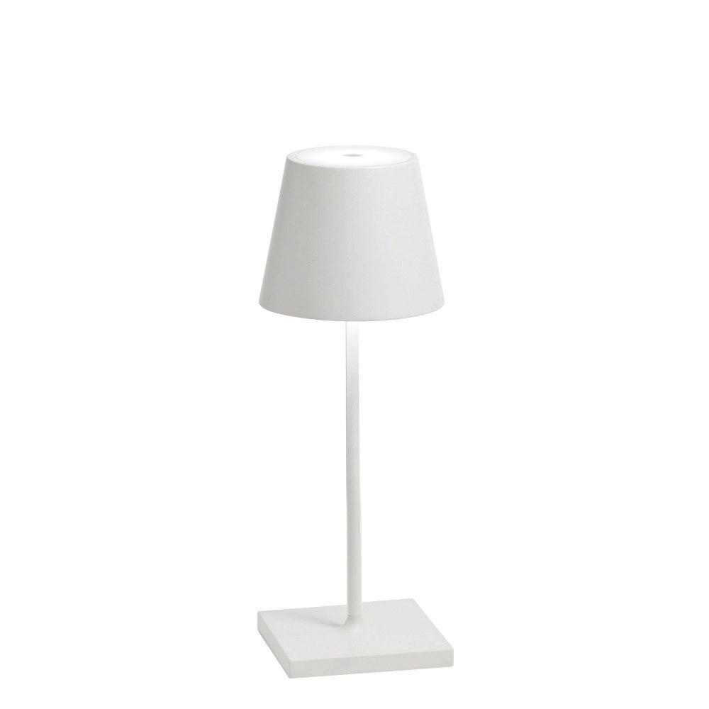 Zafferano Lampada a led da tavolo Poldina Pro Mini Bianca ricaricabile e dimmerabile con batteria fino a 12 ore