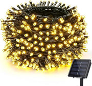 Fili di luce solare, esterno, 9,5 m, 50 LED, 8 livelli di illuminazione, resistente all'acqua, ideale per Halloween, matrimoni e decorazioni di festa, luce bianco caldo