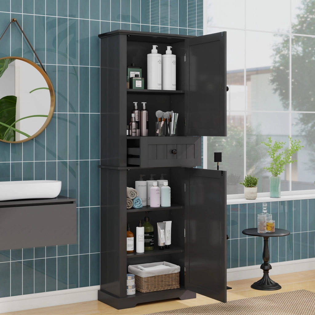 ARMADIO BAGNO 56 x 28 x 167.3 cm Nero in MDF
