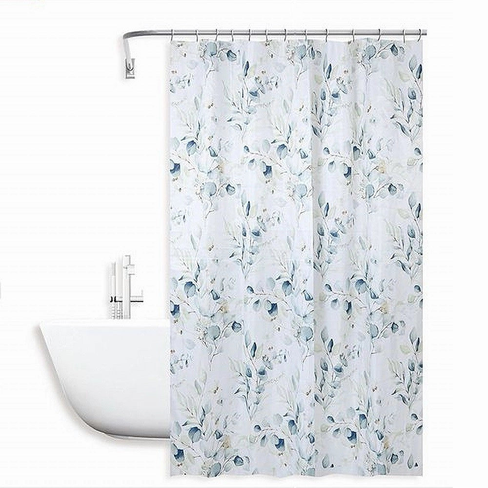 Trade Shop - Tenda Doccia Antimuffa Impermeabile 180x200cm Con Anelli Bagno Fiori Foglie 87062 -