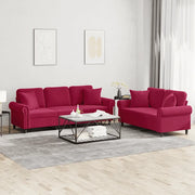 Set di Divani 2 pz con Cuscini Rosso Vino in Velluto 3202274