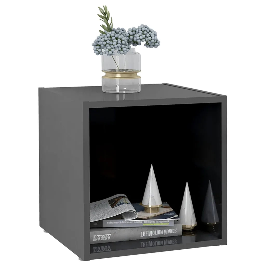 Mobili Porta TV 4pz Grigio Lucido 37x35x37 cm Legno Multistrato 805524