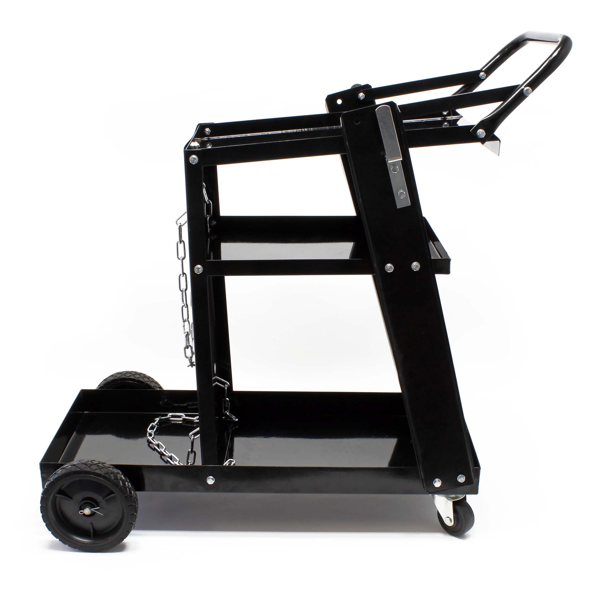Carrello porta saldatrice max 45 kg, 3 ripiani con vano bombola, Carrello da officina per saldatura