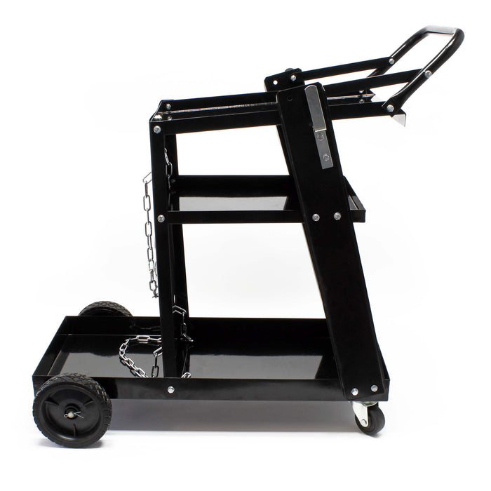 Carrello porta saldatrice max 45 kg, 3 ripiani con vano bombola, Carrello da officina per saldatura