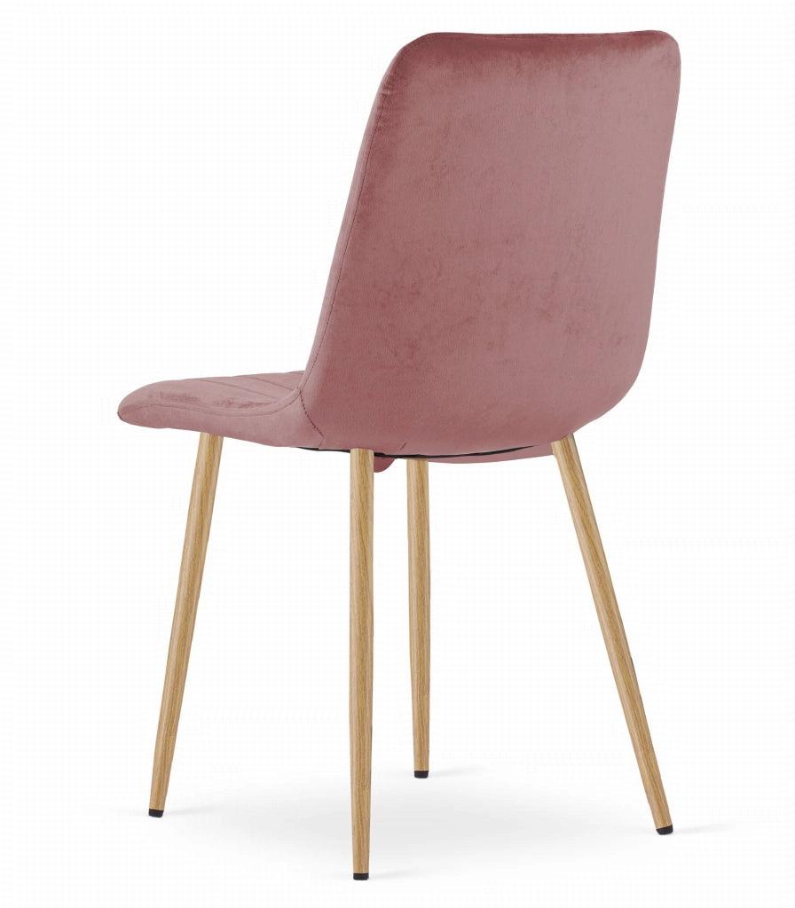 Sedia VALORA JEWA - Velluto rosa con gambe color legno x 3