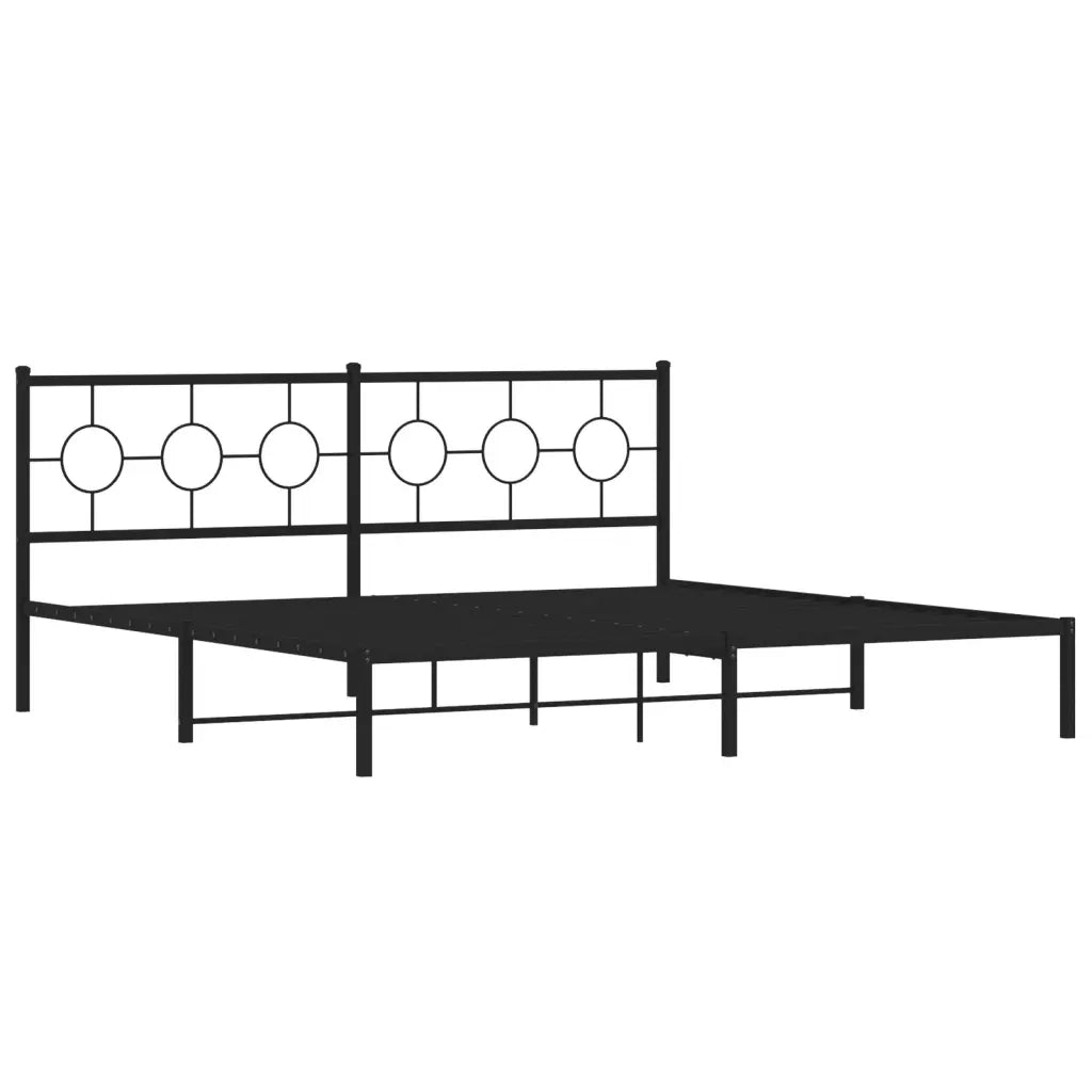 Letto matrimoniale | Letto per adulti | Giroletto con Testiera in Metallo Nero 193x203 cm